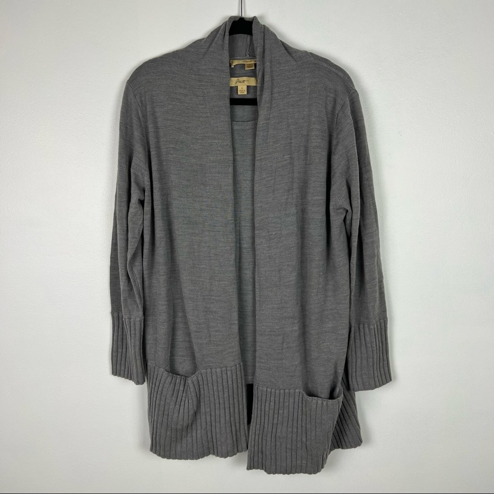 Niotto 2 Piece Set Cardigan & Shell Merino Wool Blend Gray Size Large